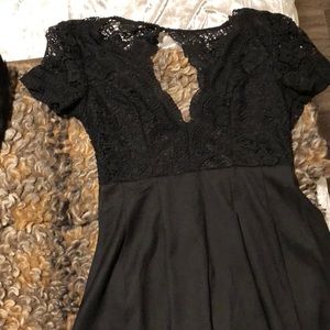 Black laced top romper
